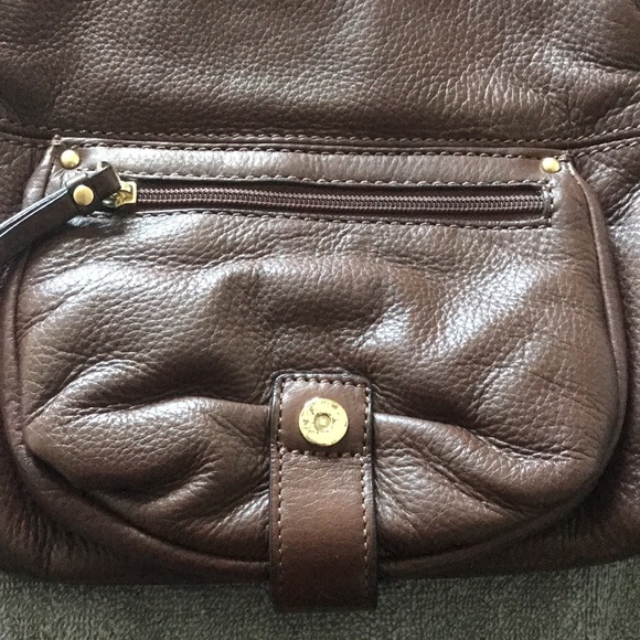 Michael Kors brown soft leather shoulder purse with canvas strap - Picture 5 of 16